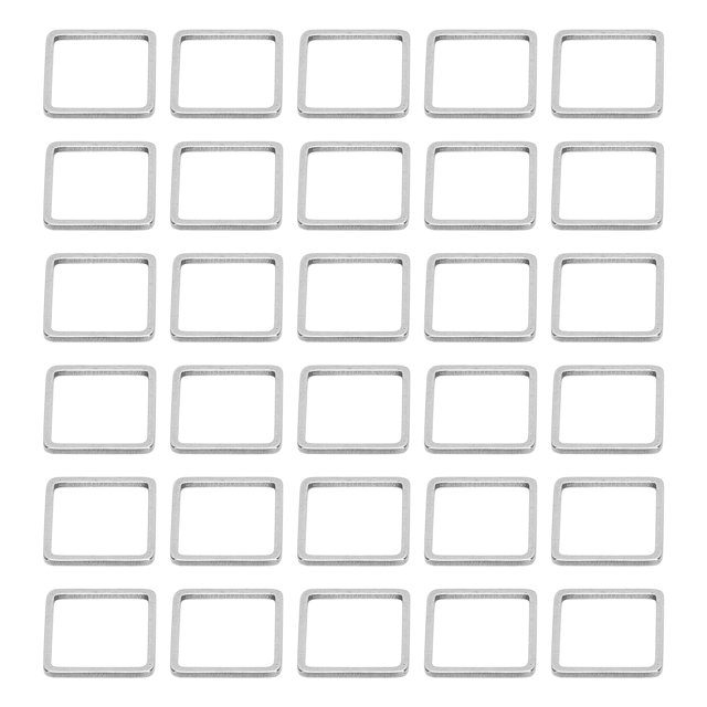 30 colgantes cuadrados huecos de metal geométrico de acero inoxidable para hacer joyas DIY