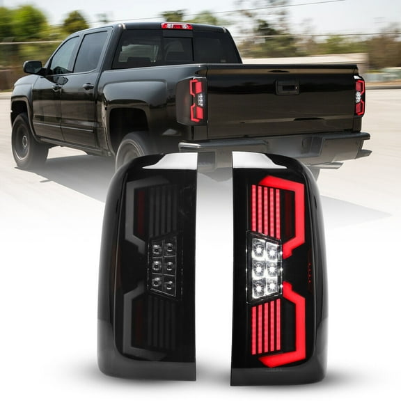 Winjet For 2014-2018 Chevy Silverado 1500 2500 3500 LED Sequential Signal Tail Lights Smoke Lens