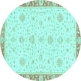 thumbnail image 1 of Ahgly Company Indoor Round Oriental Light Blue Traditional Area Rugs, 6' Round, 1 of 4