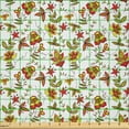thumbnail image 2 of Ambesonne Exotic Fabric by the Yard Microfiber, Vintage Fall Flowers, 1 Yard, Red Yellow White, 2 of 2