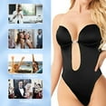 thumbnail image 5 of Women's Backless Shapewear Deep V Bodysuit U Plunge Seamless Thong Low Back Body Shaper Bra(Black,M-34/75B), 5 of 7