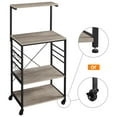 thumbnail image 3 of Yaheetech Kitchen Baker's Rack on Wheels Microwave Stand Cart with Side Hooks, Gray, 3 of 9