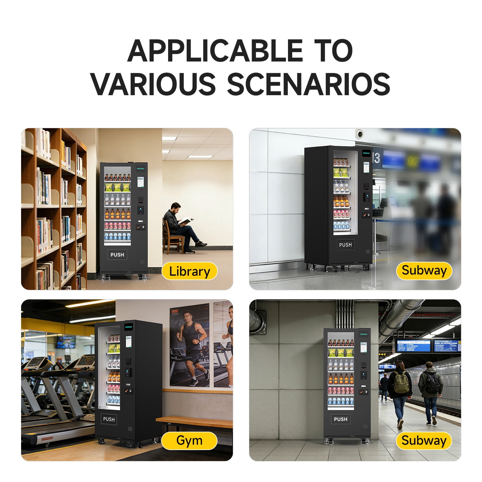 Vending Machine, 36 Slot Snack & Drink Combo, Remote App Monitoring, Dual Cash & Cashless Payment System with Bill, Coin & Card Reader, Unattended Business Vending for Office, Gym, Apartment & Hotel