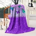 thumbnail image 2 of Purple Butterfly Leopard Pattern Blanket,Comfortable Soft Lamb Wool Throw Blanket,All Season,Warm Lightweight Blankets for Sofa Bed Couch Living Room Chair,60"x80", 2 of 4