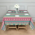 thumbnail image 3 of Pink and Blue Triangle Pattern Square Tablecloth,Waterproof Square Table Cover,Wipeable Spillproof Washable Table Cover for Home Kitchen Party Decor 42"X42"(107x107cm), 3 of 6