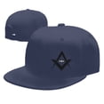 thumbnail image 4 of DouZhe Flat Brim Cap Snapback Hat, Freemason Compass Eye Prints Adjustable Blue Adult Baseball Cap, 4 of 6