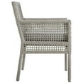 thumbnail image 3 of Modway Aura 19.5" Rattan & Fabric Outdoor Patio Dining Arm Chair in Gray, 3 of 8