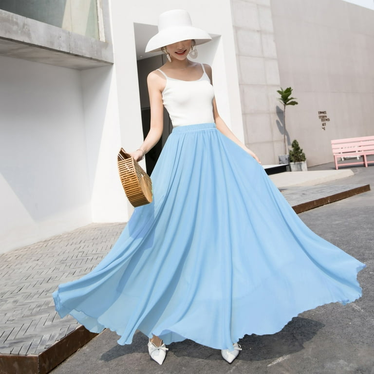 スカート Off-White Woman Skirt Blue OWYF019S23DEN001 4500 WEAIXIMIUNG Summer Women's Solid Color Chiffon Skirt Women's