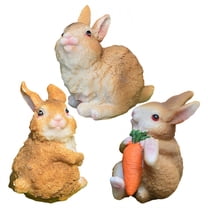 ICERUN 3Pcs Garden Statues,Resin Little Rabbit Sculpture Yard Decor,Moss Harmony Statues Outdoor Decorations for Yard,Style3