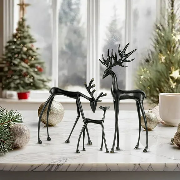 FYHALE Christmas Table Decorations Reindeer Decor 2 Metal Reindeer Statues for Modern Christmas Centerpieces Vintage Standing Deer for Centerpieces, Elegant Indoor Holiday Decor