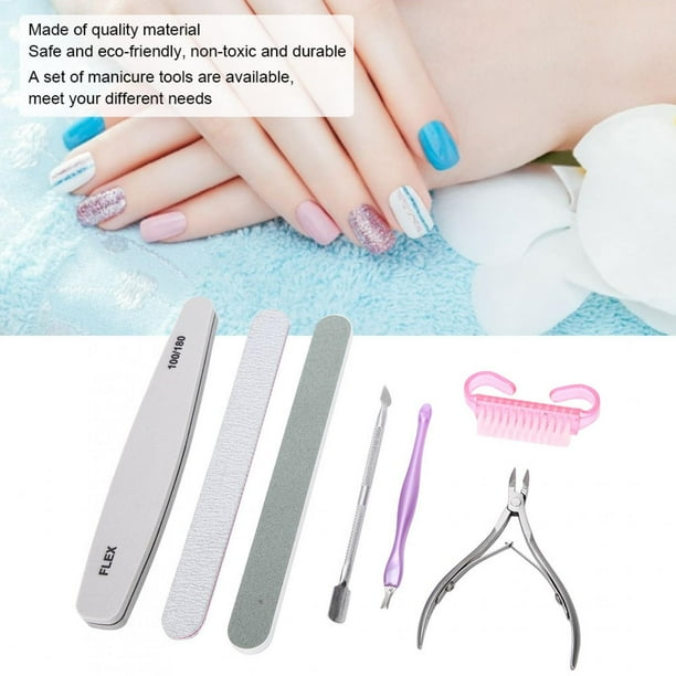 Empujador De Acero, Juego De Herramientas De Manicura, Juegos De Removedores De Esmalte De Uñas, Pinzas Para Cutículas, Clip Para Piel Muerta De Alta, 7 Piezas Ahorre