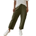 thumbnail image 3 of Kelon Wide Leg Pants for Women Elastic Waisted Casual Palazzo Straight Leg Pants Summer Beach Trouser XL, 3 of 9