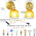 thumbnail image 2 of AUR Plug in Vintage Wall Sconces Set of Two, 180 Degree Adjustable Brass Vanity Lights Fixture with Amber Tulip Glass Lampshade, Modern Wall Lighting for Bedside Bedroom Bathroom, 2 of 11