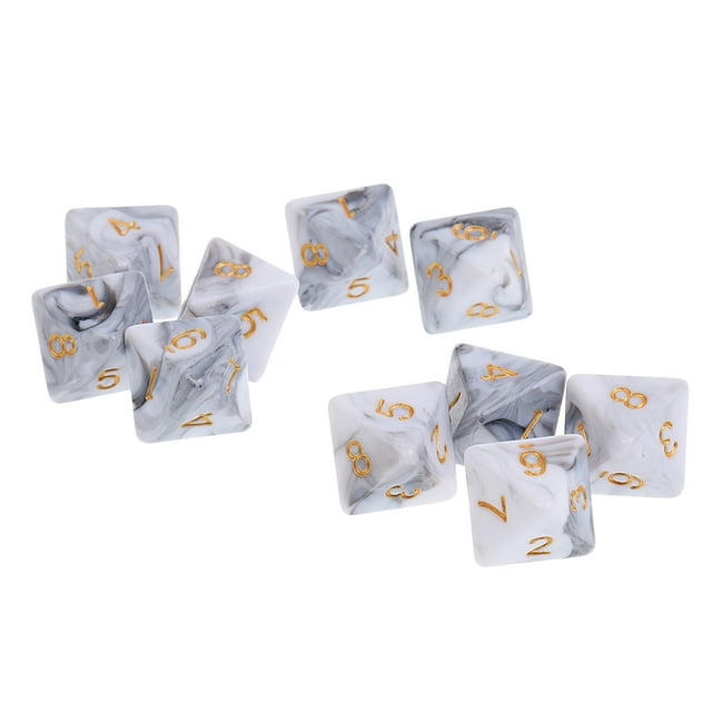 Conjunto de 10PCS 8 D8 Poliédrico Dados de Acrílico para Mazmorras y Dragones RPG Juegos de Yotijar Dado