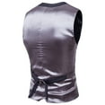 thumbnail image 4 of Puntoco Men's formal Suit Vest Solid Business Vest Slim Fit V-Neck Dress Waistcoat for Suit or Tuxedo Wedding Party Dark Gray XXXXXL, 4 of 8