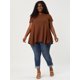 thumbnail image 4 of Women's Plus Size Short Sleeve Tunic Handkerchief Hem Summer Casual Top Brown 3X, 4 of 6