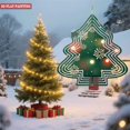 thumbnail image 4 of Stylish Metal Hanging Christmas Tree Wind Spinner - Festive Green with White & Orange Star Patterns Modern Garden Decor for Yard, 4 of 7