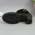 thumbnail image 5 of Womens Boots Chunky Mid Heel Round Toe Side Zipper Ankle Booties Casual Winter Buckle Short Boots Solid Color Winter Shoe for Women's Trendy Black 5.5, 5 of 10