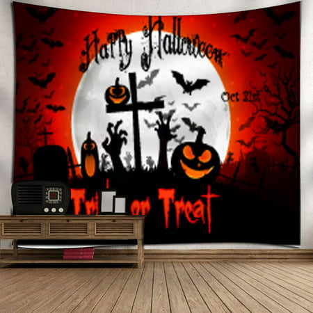 Halloween Moon Pumpkin Tapestry Room Bedspread Wall Art Hanging Home Decor Grand
