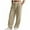 Khaki, variant on Cotton Linen Pants for Men Straight Leg Full Length Loose Fitting Lightweight Travel Beach Pants