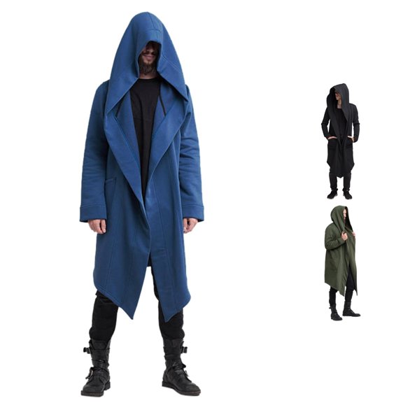 Zhanqunnn Men's Jacket Dark Style Long Cardigan Cloak Coat Hooded Sweater Wearable Blanket Hoodie