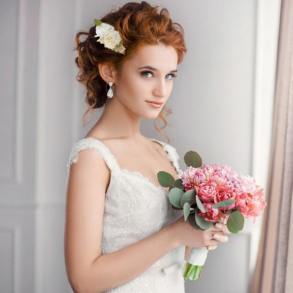 Soimiss Decorative Flower Hair Comb White PP Zinc Alloy for Elegant Styles