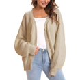 thumbnail image 2 of Odeerbi Chunky Knit Cardigan Sweaters For Women Winter Loose Solid Color Sweater 2024 Long Sleeve Single Breasted Sweater Top Coat Beige, 2 of 5