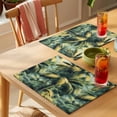 thumbnail image 4 of Summer Palm Tree Placemats Set of 12 Farmhouse Retro Tropical Plant Leaves Place Mats Indoor Wipeable Table Mats Washable Cloth Dining Table Placemats for Kitchen Holiday Party Home Decor 13x19 Inch, 4 of 9