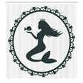 thumbnail image 2 of Ambesonne Mermaid Shower Curtain, Vintage Cartoon Fish, 69"Wx84"L, Black White, 2 of 4