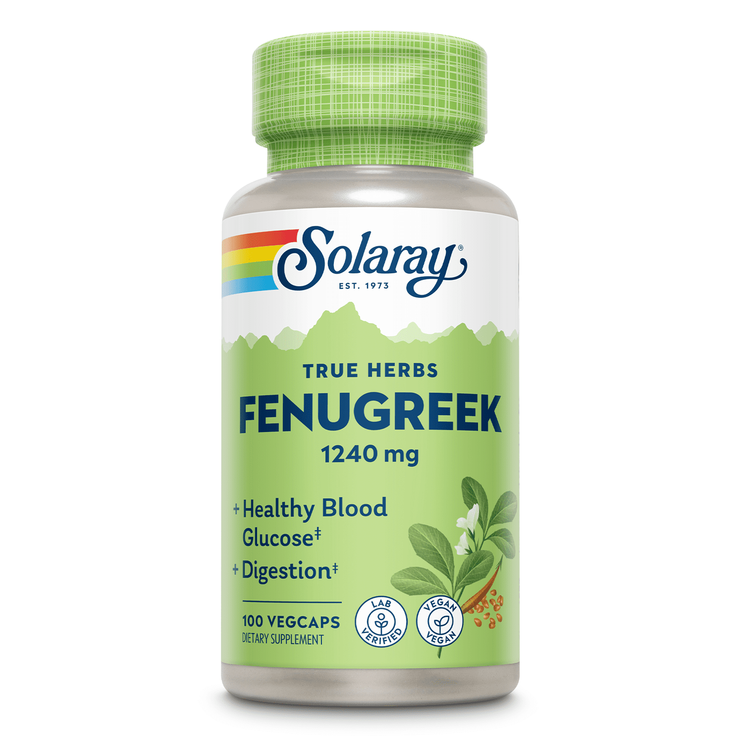 Solaray Fenugreek Seed 1240 mg | Healthy Digestion & Stomach Comfort, Blood Sugar & Lactation Support | 100ct, 50 Serv