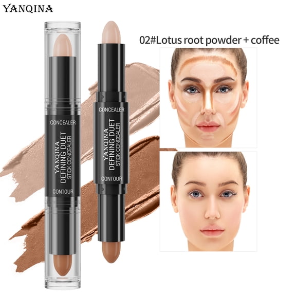 Dual End Highlight Contour Stick, 2 in 1 Natural Brightening Shading Stick, Waterproof V Face Sculpting Makeup for Yellow Dull Skin