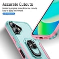 thumbnail image 6 of Dteck Case for iPhone 16,Shockproof Rubber Military Grade Drop Protection Dual Layer Case Ring Holder Kickstand Cover for iPhone 16, Green+Pink, 6 of 9