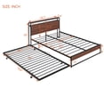 thumbnail image 3 of Full Size Platform Bed with Trundle and USB Ports,Metal Bed Frame with Storage Headboard and Slat Support  for Bedroom,Black, 3 of 7