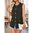 thumbnail image 6 of Women's Sleeveless Cardigan Button Front Summer Knit Vest Green M, 6 of 9