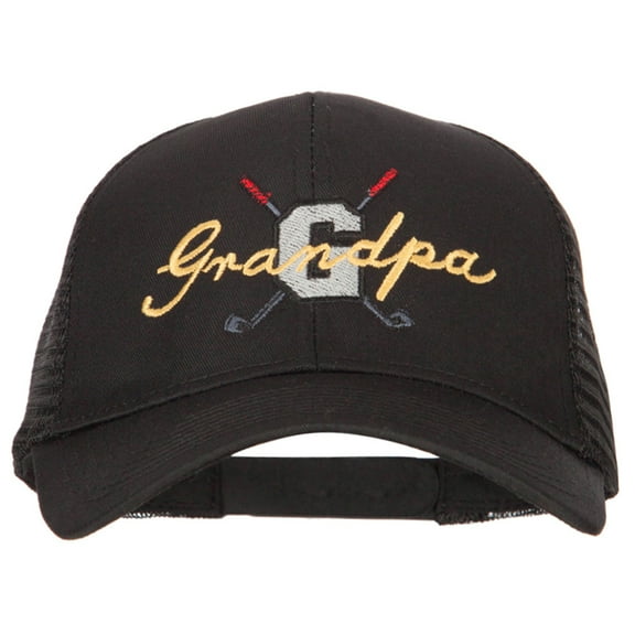 Golf Grandpa Embroidered Solid Cotton Mesh Pro Cap - Black OSFM