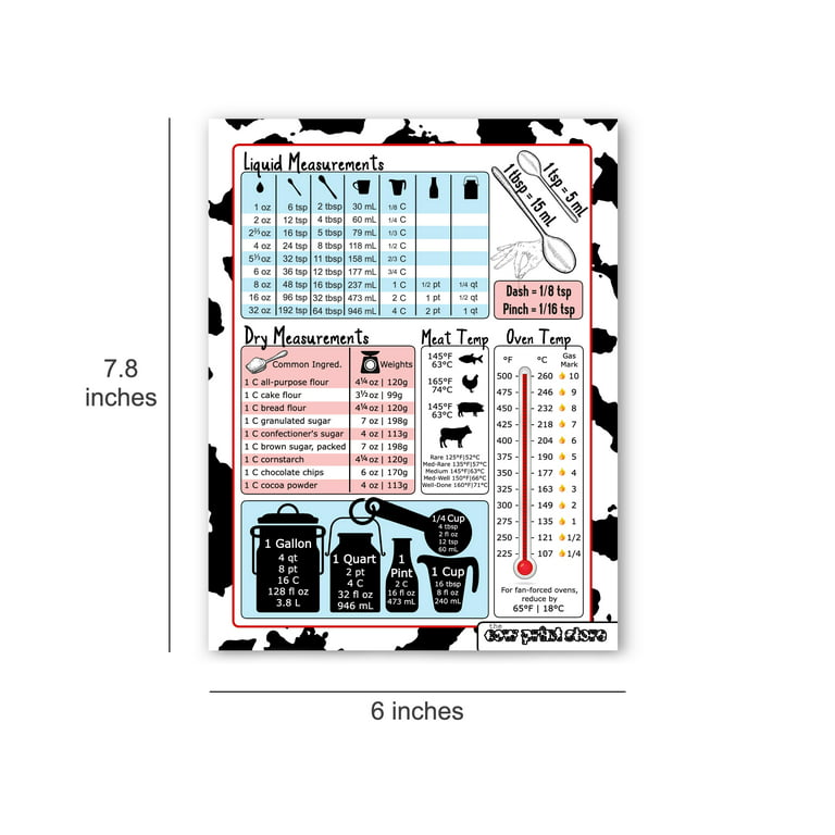 Custom Kitchen Conversion Chart Magnetic Recipe Card