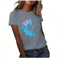 thumbnail image 2 of Ytndtr Sunflower Shirts for Women Plus Size T-shirt Flower Graphic Tees Round Neck Short Sleeved Summer Tops, 2 of 4