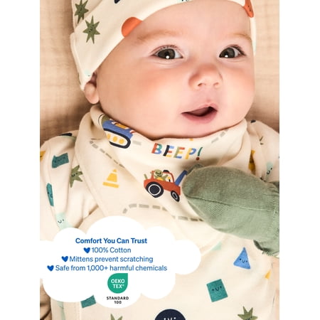 Garanimals Newborn & Baby 100% Cotton Newborn Essentials Set, Sizes Newborn–9M, 5-Piece