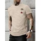 thumbnail image 4 of Camiseta de manga corta con cuello redondo y estampado de cocoteros, 100 % algodón, informal, de verano, para hombre, 4 of 4