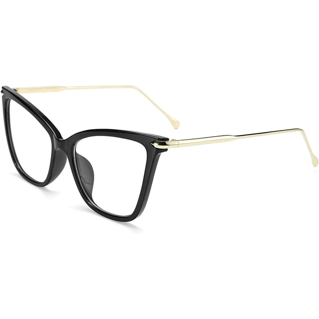 Montura de gafas de ojo de gato de gran tamaño con lentes transparentes