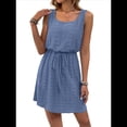 thumbnail image 1 of Vestido Mini con Cordón Texturizado y Calado para Mujer, Color Azul Neblina, Talla M, 1 of 7