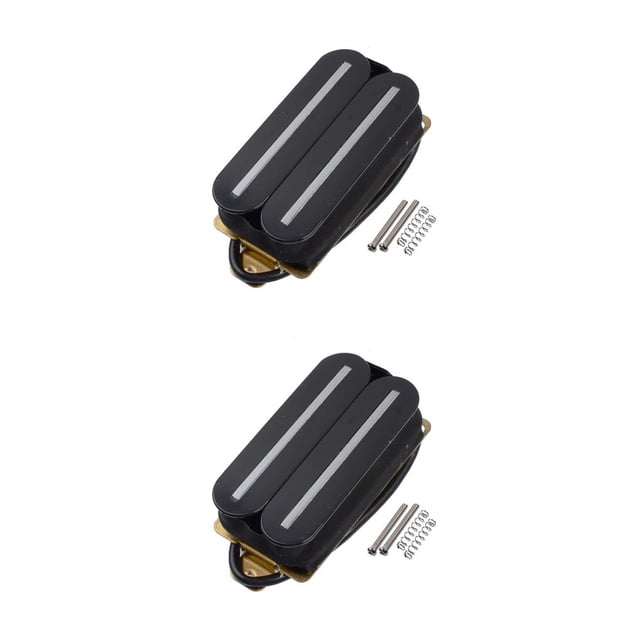 ZheElen Pont à Double Rail pour Basses Résistantes à l'Usure Remplacement de Micros à Humbucker Réduction de Bruit Raccords d'Instruments à Cordon Noir Col 2Ensemble