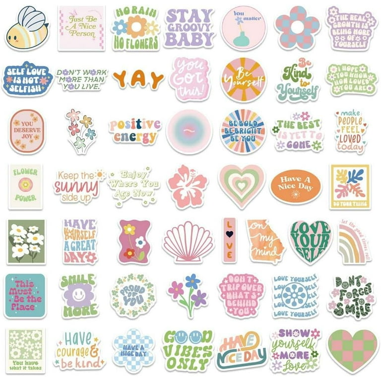 120 Adesivi Estetici Preppy In Vinile - Impermeabili - Per Scrapbooking E Decorazione
