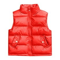 Little Kid Kids Boys Girls Vest Winter Warm Lightweight Toddler Vest Outerwear High Neck Cute Sleeveless Jacket Boys High Top Baseball Cleats Long Sleeve Toddler Tops Kids 4-5 Years Red