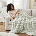 thumbnail image 6 of Hyde Lane Soft Fluffy Faux Fur Blanket - Cozy & Warm, Reversible Striped Plush Blanket for Couch, Sofa, Chair, for Women (Sage Green, 50"x60"), 6 of 14