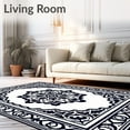 thumbnail image 2 of ODIKA 3'x5' Machine Washable Non-Slip Area Rug, Tile Inspired Quatrefoil Medallion Design High Traffic Rug with Pad, Black, 597084, 2 of 8