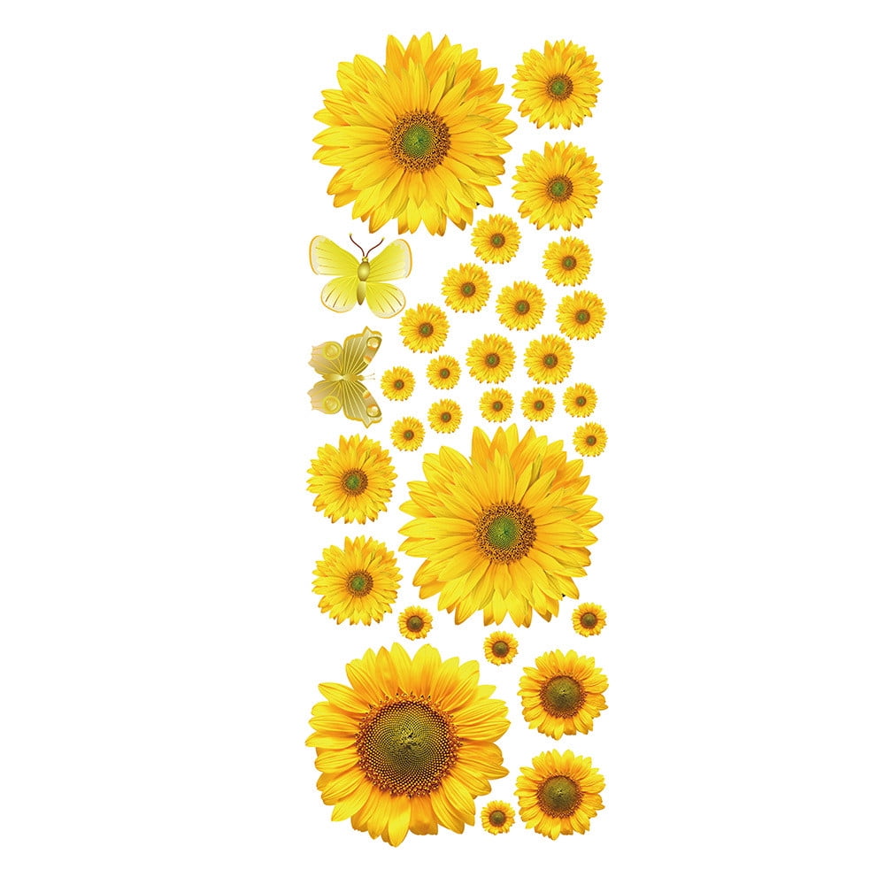Home Decor Promotion Yay Sunflower Butterfly Pattern Removable Wall Sticker Living Room Decoration Yellow