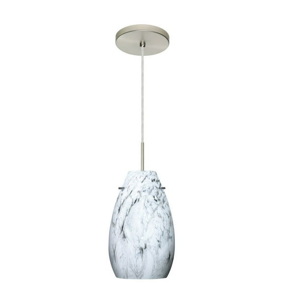 1JT-4126MG-LED-SN-Besa Lighting-Pera 9-One Light Cord Pendant with Flat Canopy-6 Inches Wide by 9.5 Inches High-Satin Nickel Finish-Marble Grigio