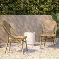 thumbnail image 6 of Flash Furniture Lourdes Set of 2 Indoor/Outdoor Commercial Bistro Stack Chairs, Natural/White PE Rattan Back & Seat, Bamboo Print Light Natural Aluminum Frame, 6 of 13