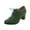 Green, variant on WEAIXIMIUNG Ankle Boots for Women Dressy Leather Women Ankle Boots foreign Trade Large Size Vintage Leather Shoes Fashionable and Comfortable Round Toe Square Heel Thick Lace Up